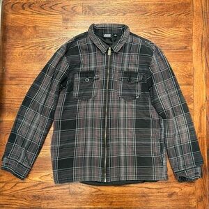 Vans Men's Black and Red Plaid Shirt Jacket